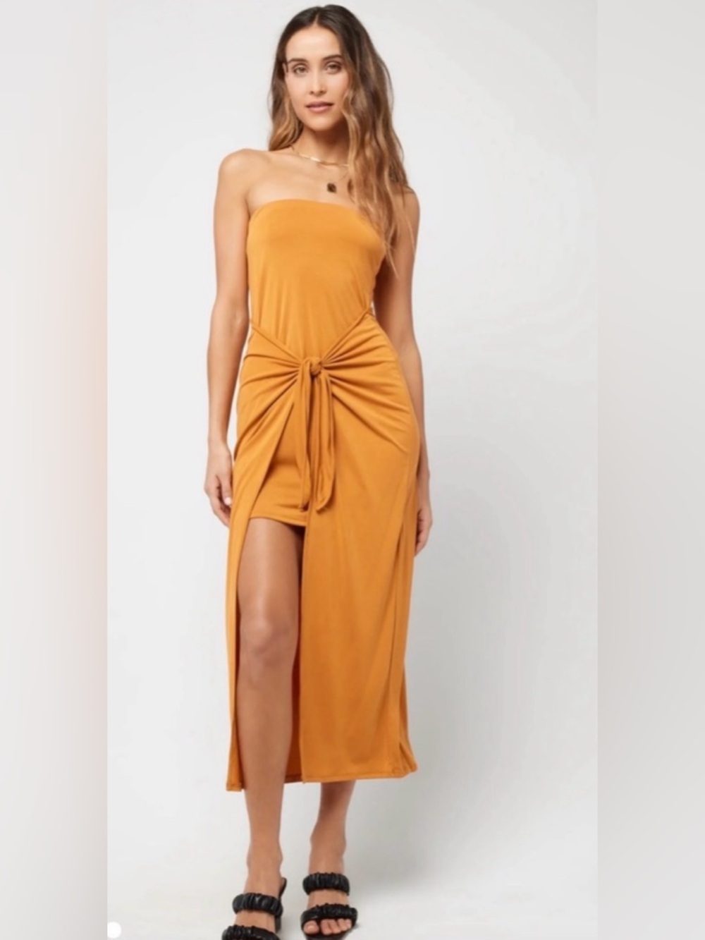 L*Space Lia wrap dress in inka gold size L